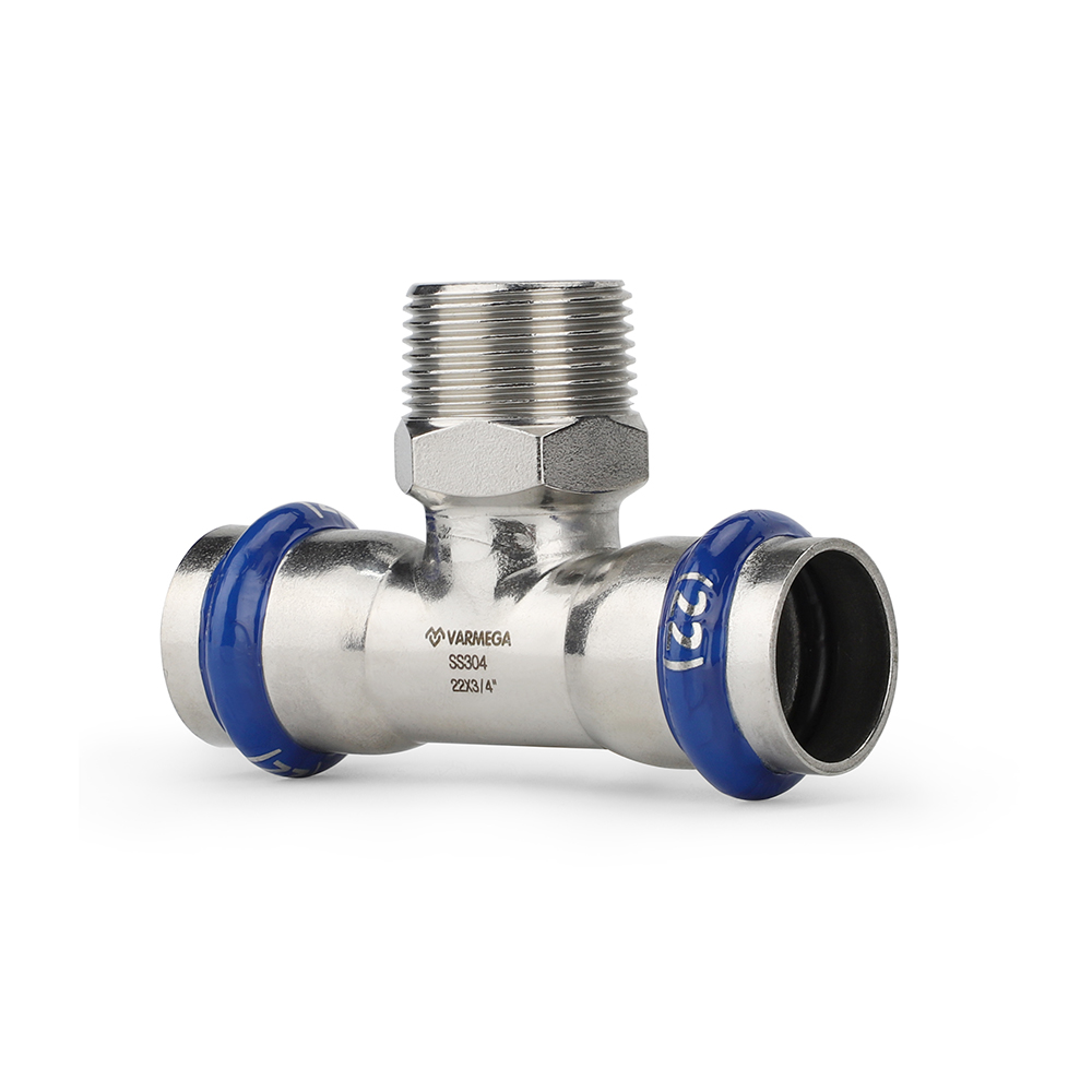 Тройник раструбный Varmega Inox Press с наружной резьбой — изображение 2